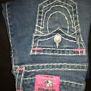 True religion jeans with pink stitching